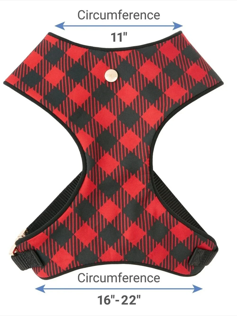 Red & Black Plaid Dog Harness Vest - Cozy Walk-Ready Design